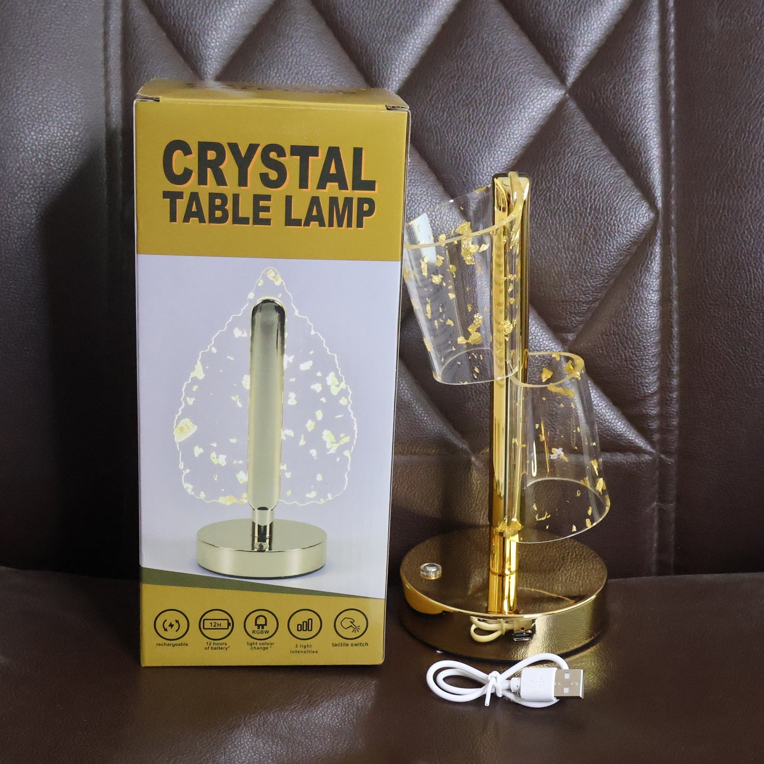 Luxury Golden Crystal LED Double Shade Table Lamp (1 Pc) Luxury Golden Crystal LED Double Shade Table Lamp (1 Pc)